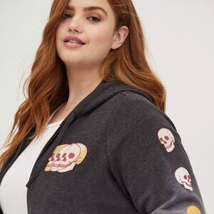 Torrid Tunic Skull Zip Hoodie